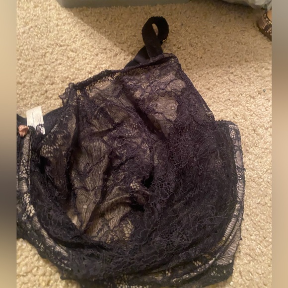 Cacique Black Lace Unlined Balconette Bra 44H - Picture 2 of 7